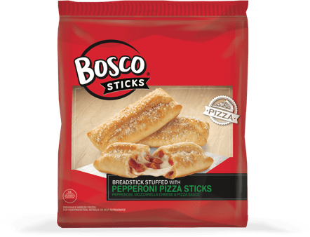 Package of Bosco pepperoni pizza cheese sticks.